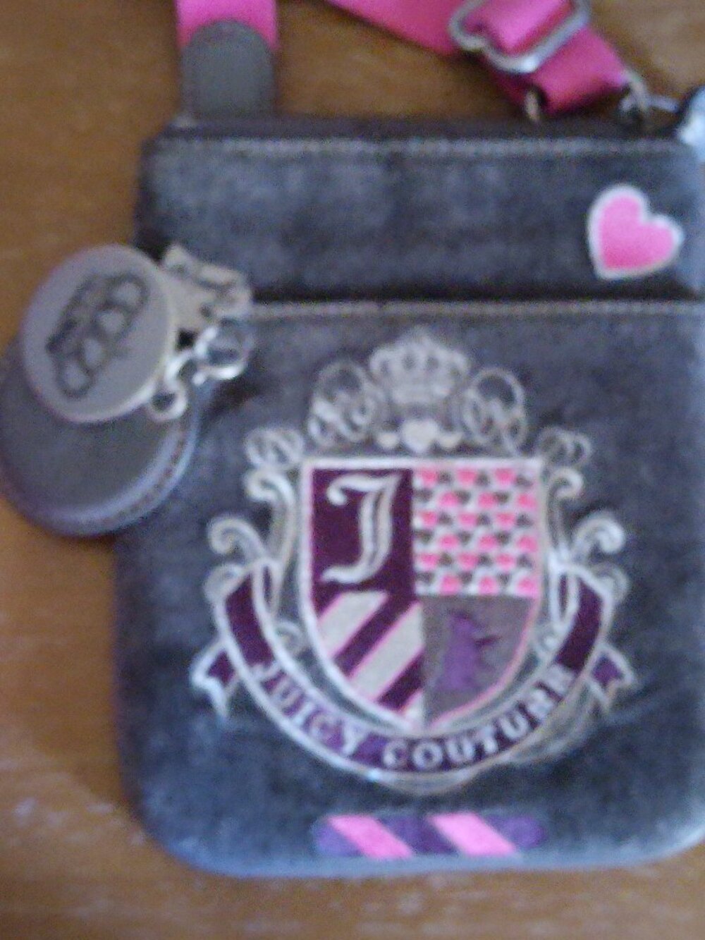 Juicy Couture Y2K small gray velour crossbody top zip pouch bag